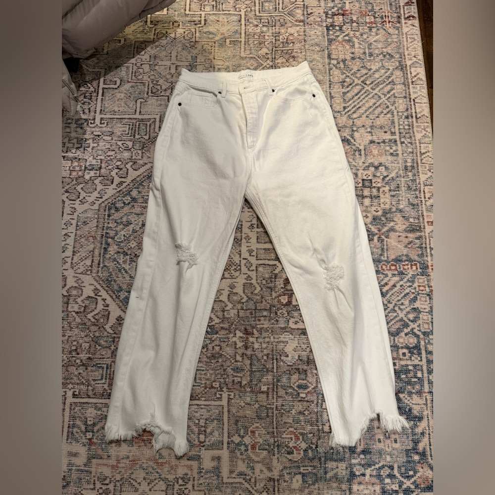 LOFT white distressed baggy jeans